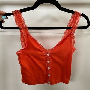 ME To WE Orange Lace Tank Top Crop Top Size XS